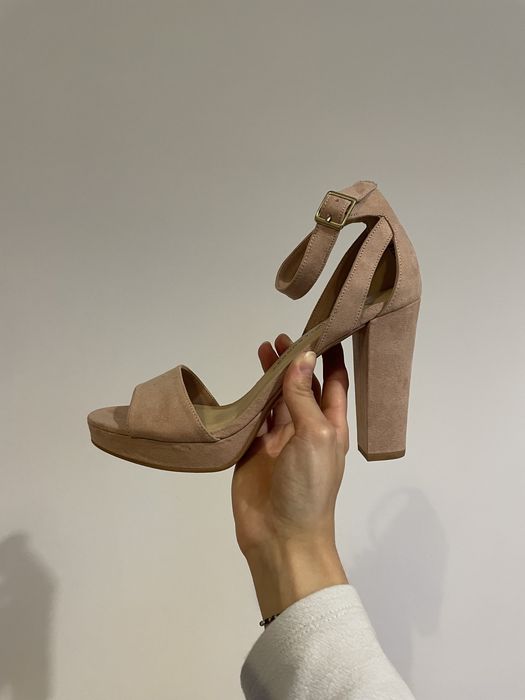 Buty premium na platformie glamour pudrowy róż