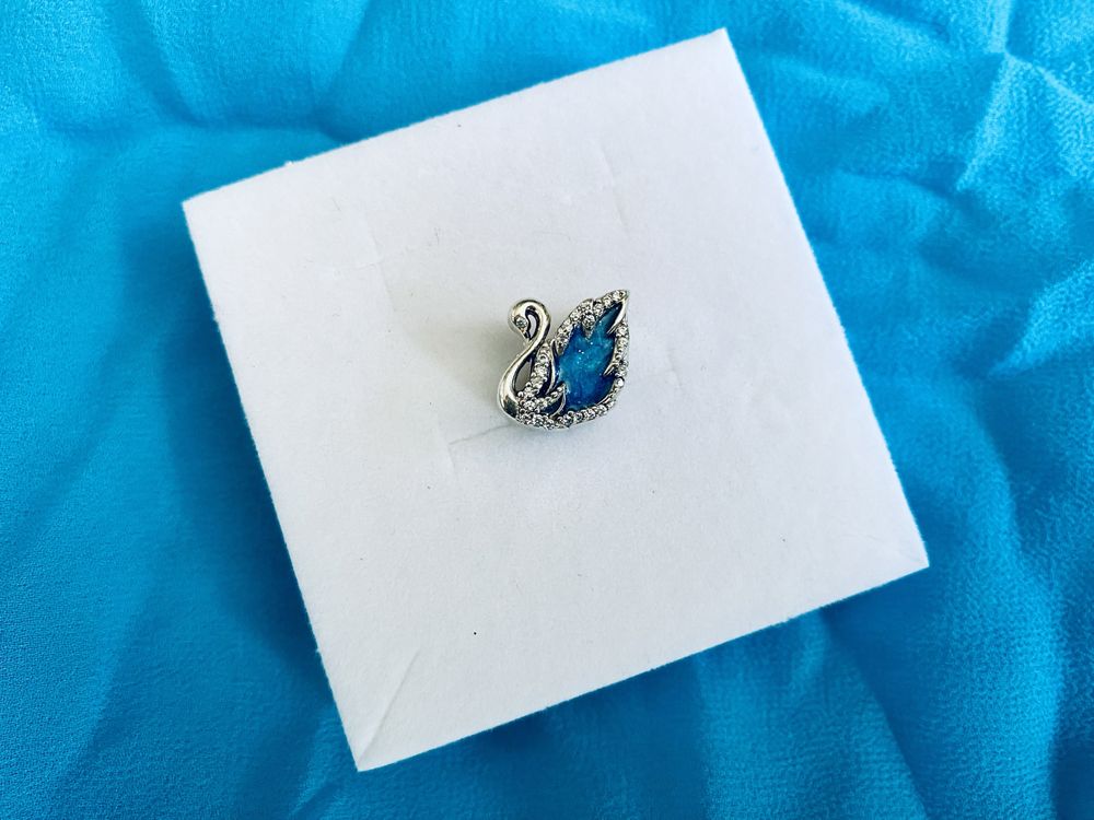 nowa unikatowa zawieszka charms beads błękitny łabędź srebro 925
