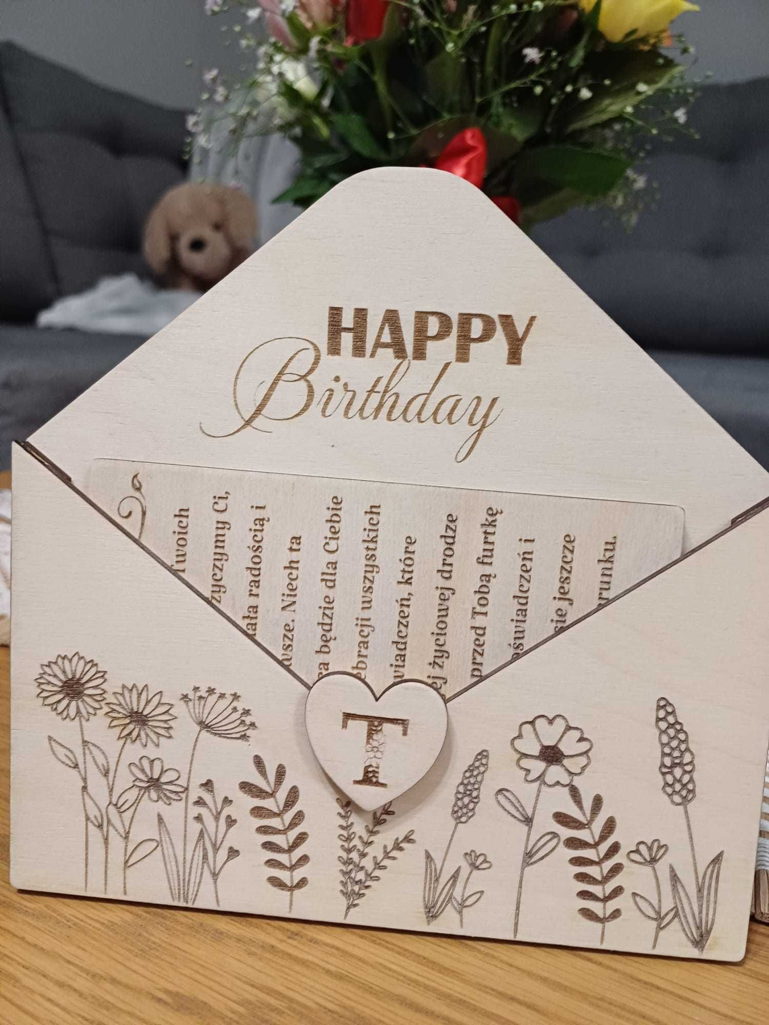 Kartka urodzinowa, zaproszenie sklejka 3mm