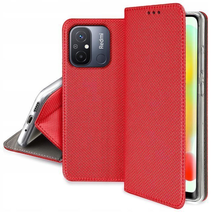 Etui Z Klapką Magnet Do Xiaomi Redmi 12C / 11A / Poco C55 Czerwone