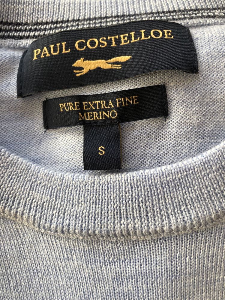 55. r.S/M Nowy niebieski wełniany sweter Paul Costelloe. Wełna