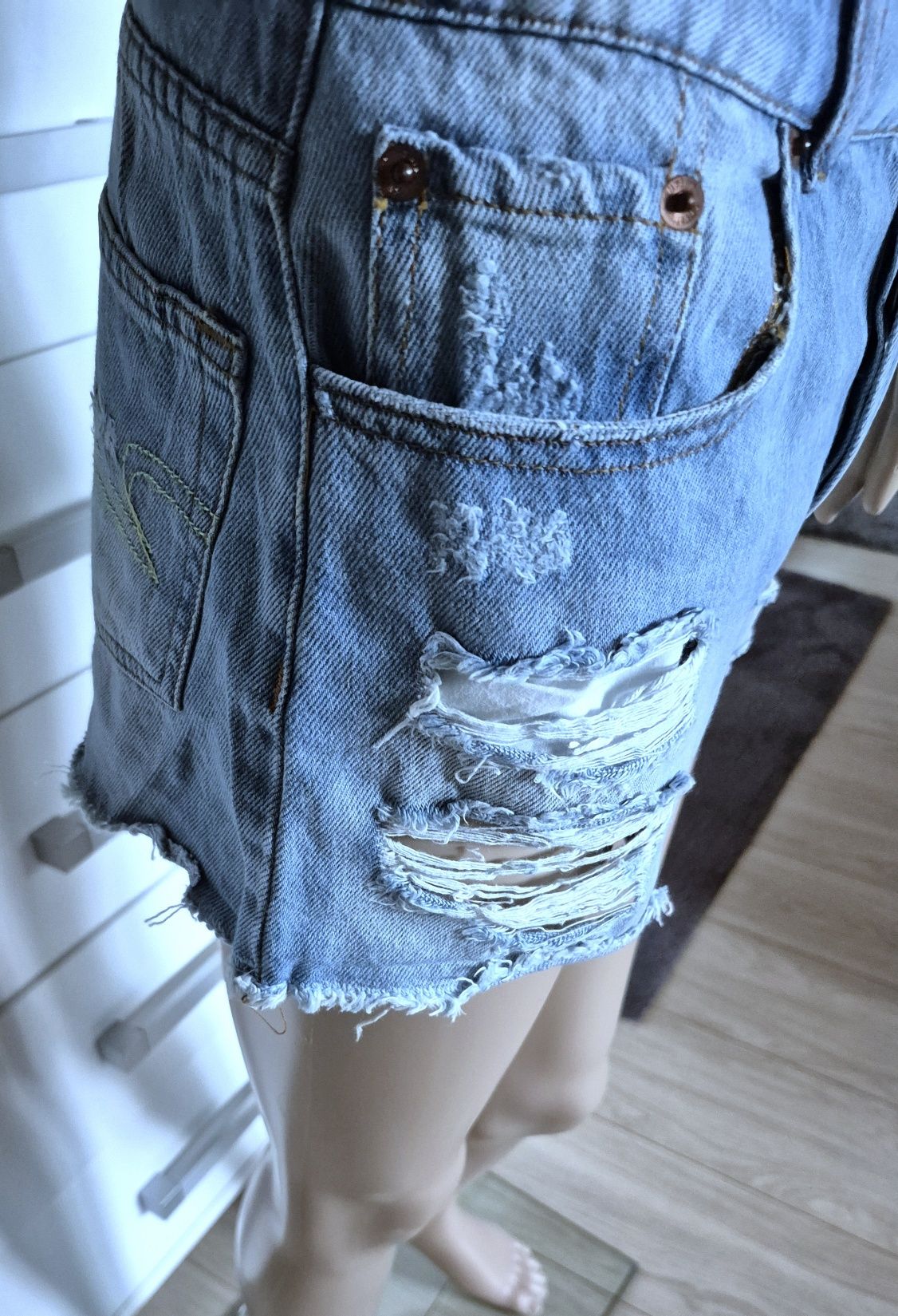Szorty damskie dżinsowe Authentic Denim roz.36 niebieskie, średni stan
