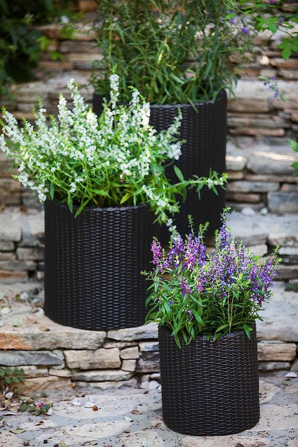 Комплект кашпо для цветов Keter Cylinder Planters S+M+L