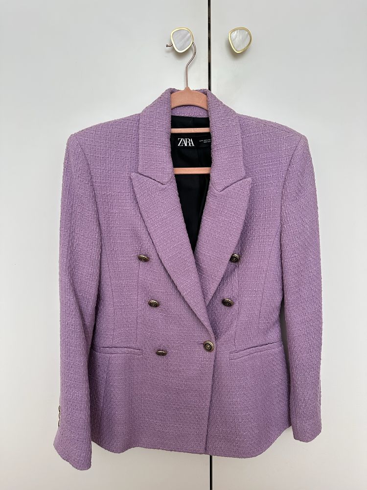 Blazer de tweed lilás ZARA