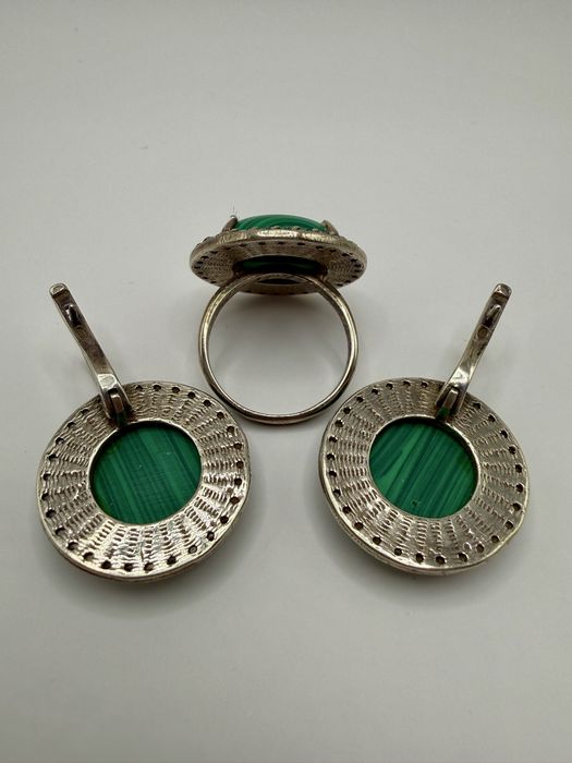 Срібний набір з малахітом 925