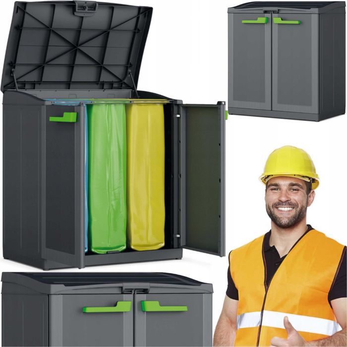 Szafka na odpady 330L kosz do segregacji śmieci ogrodowy zamykany