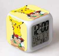 Pokemon Pikachu zegarek LED cyfrowy świecący budzik dla dzieci