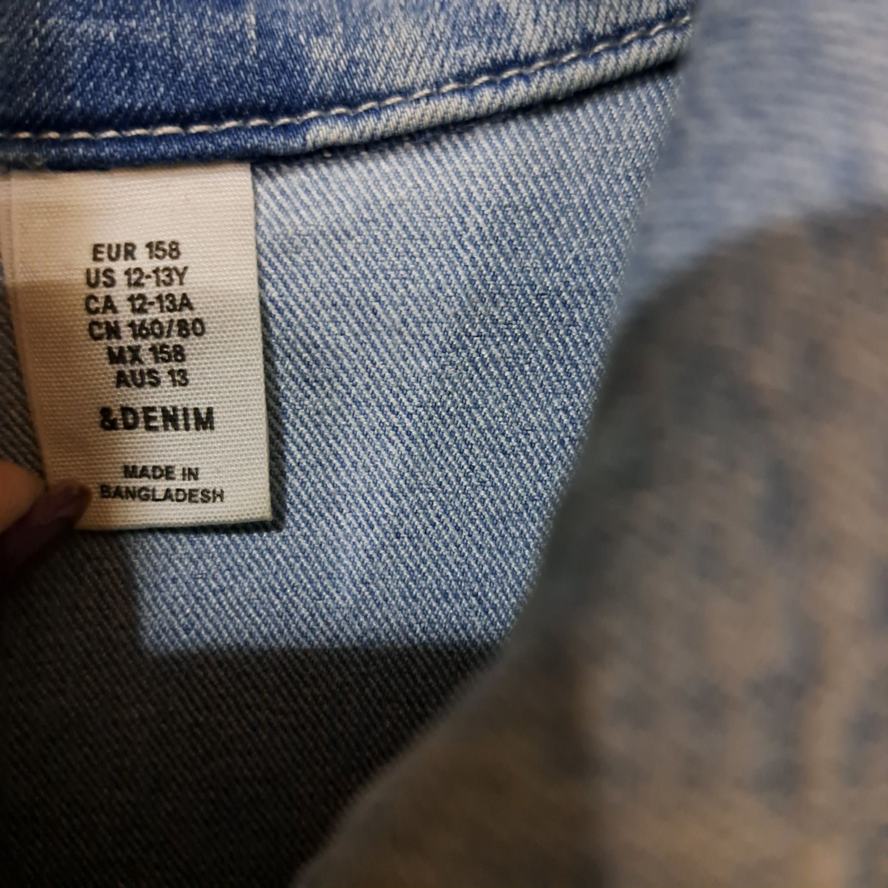 Kurtka H&M dżinsowa jasnoniebieski denim dziewczęca 158