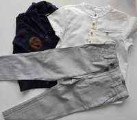 Elegancki komplet dla chłopca spodnie garniturowe koszula len 98/104