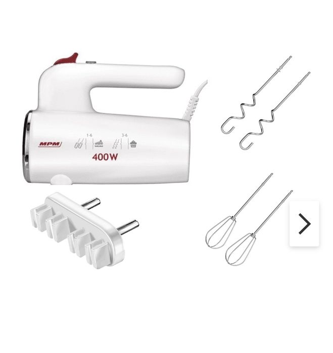 Mikser ręczny MPM MMR-18 nowy biały 400W turbo do piany ciasta