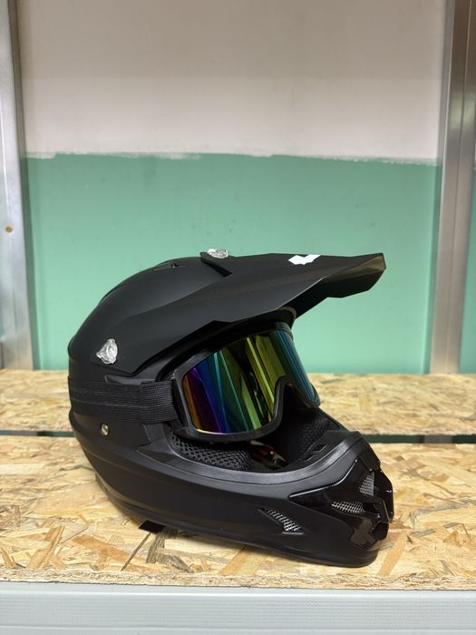 Кроссовый мото шлем шолом эндуро с очками мотоциклетный шлем