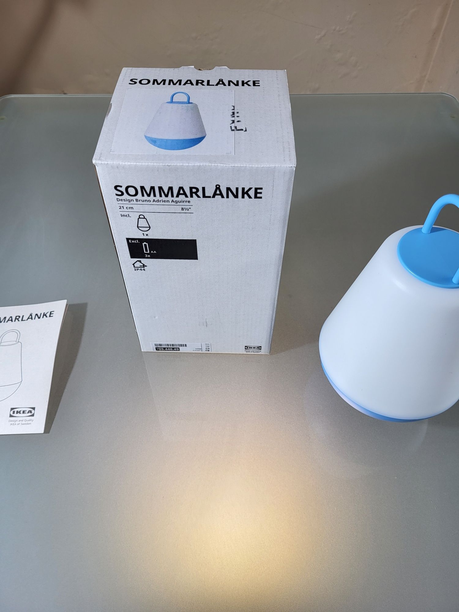 IKEA Sommarlanke Przenośna Lampa Stołowa LED 21 cm na Baterie