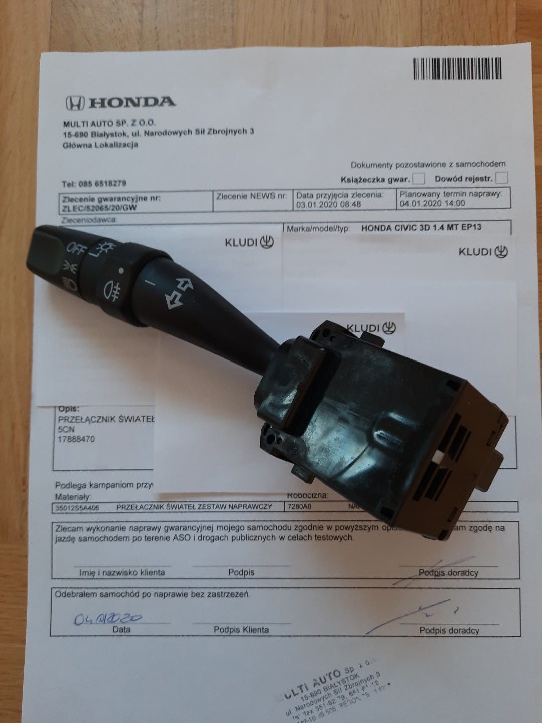 Honda CIVIC 7 generacji 2001-05 przełącznik świateł kierunkowskazów