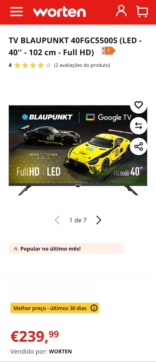TV Blaupunkt 40" Led, Google smarttv, NOVA