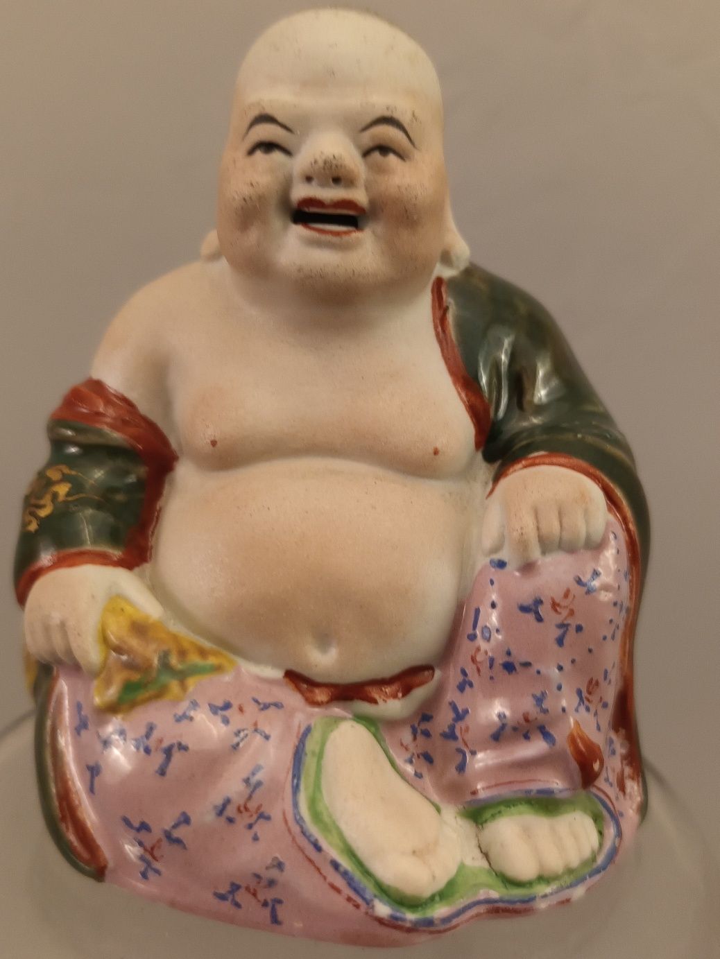 Stara figurka Budda piękna stara kolorowa porcelana