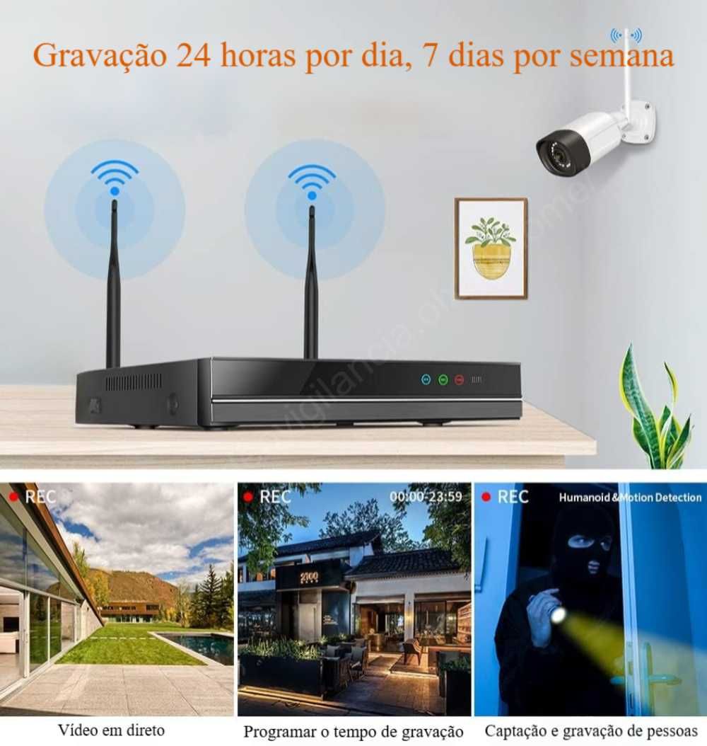 Conjunto ‼️ 8 Canais ‼️ 8 Câmaras ‼️ WiFi ‼️ 3MP ‼️ Deteção Movimento