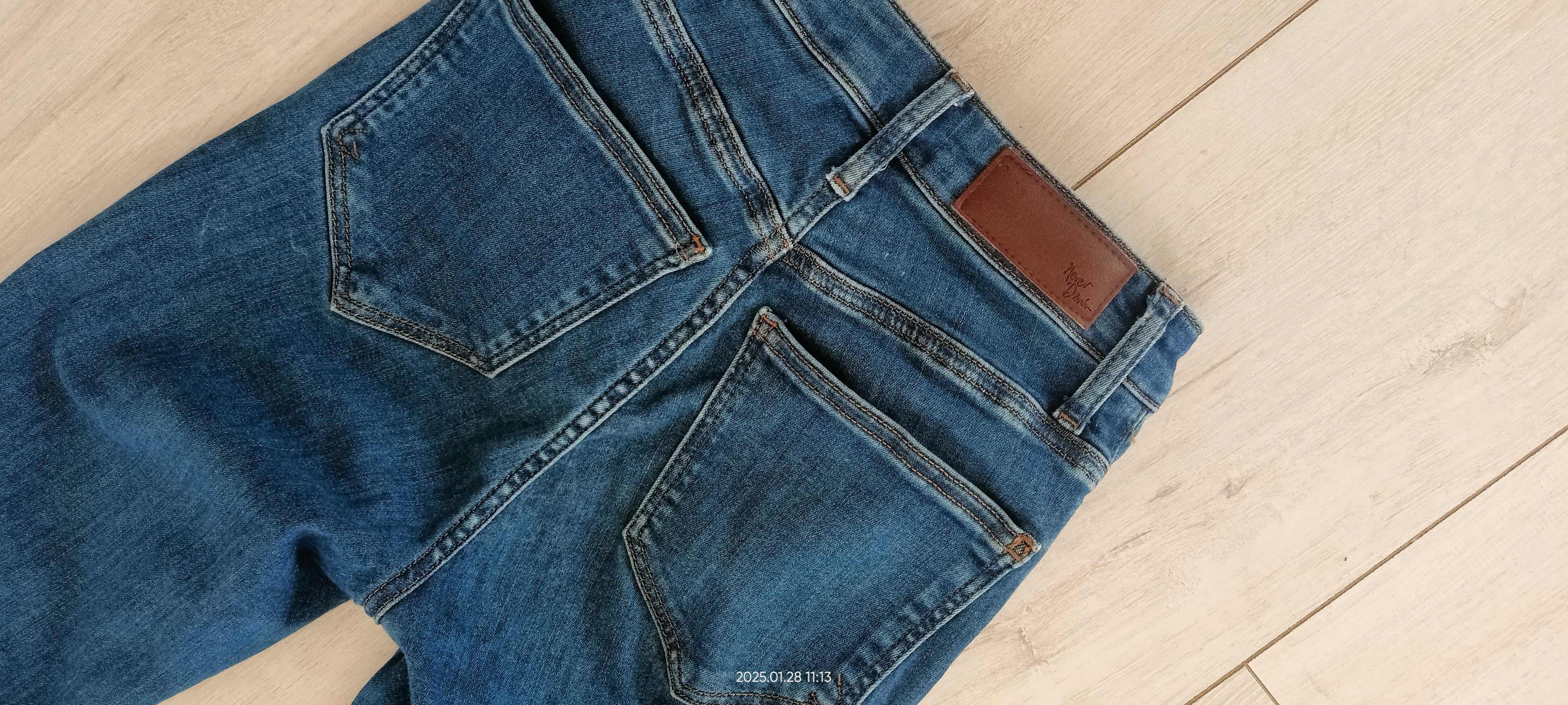 Spodnie jeansy szerokie markowe Never Denim bawełna XS 1złwys