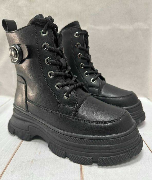 Дитячі підліткові зимові черевики на овчині  Paliament чорні р32-р37