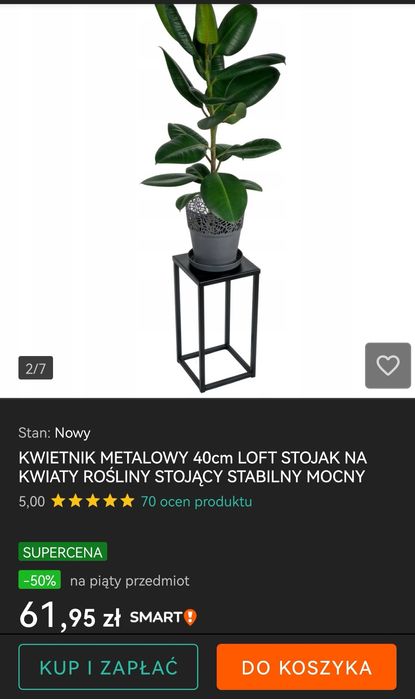 Kwietnik metalowy 40cm Loft Stojak na Kwiaty Rośliny Stojący Stabilny