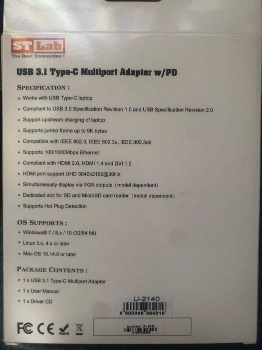 Переходник ST-Lab USB 3.1 Type-C (U-2140)