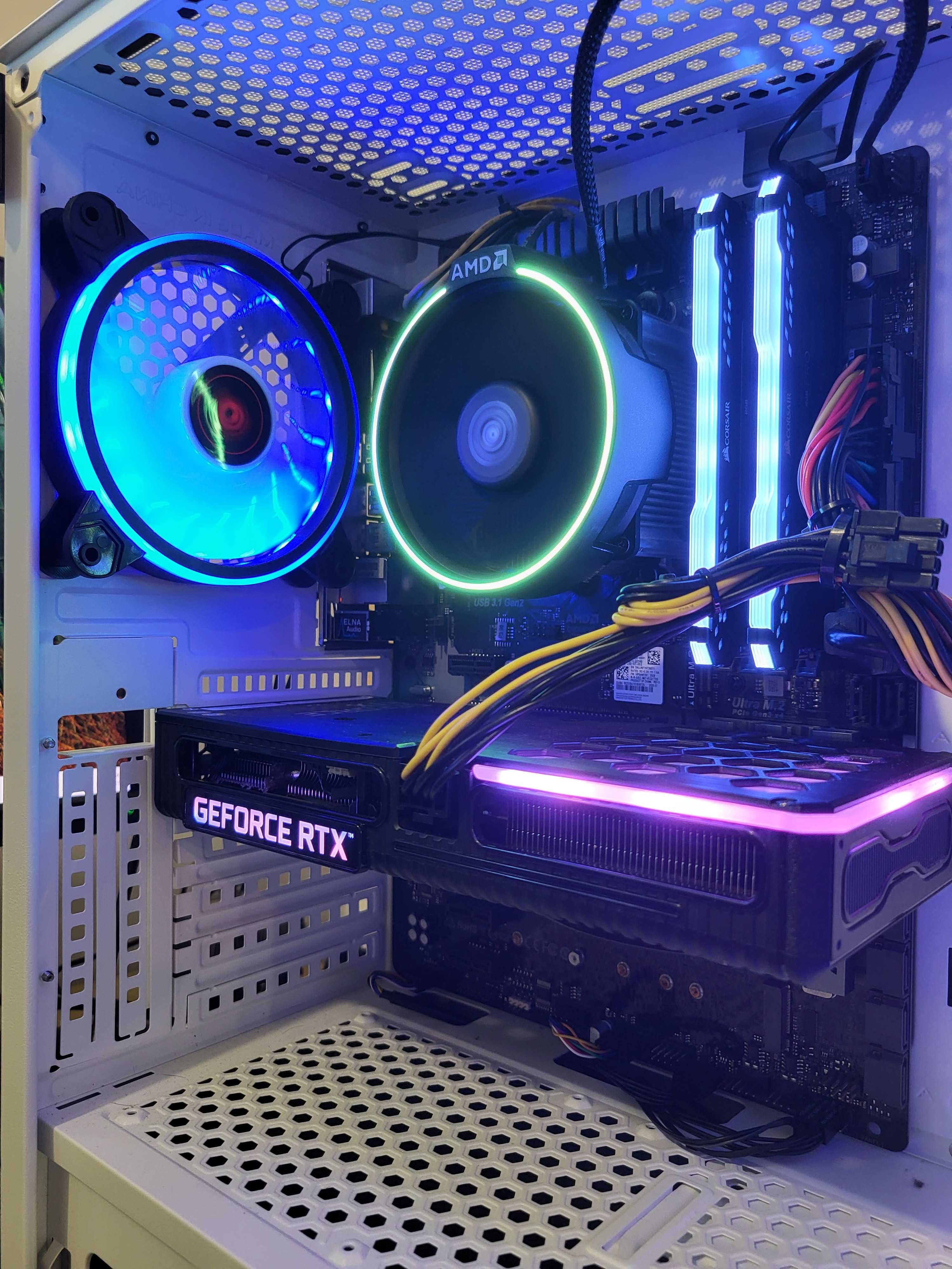Komputer gamingowy do gier Ryzen 7 2700 2TB SSD RTX 3060Ti LED pilot