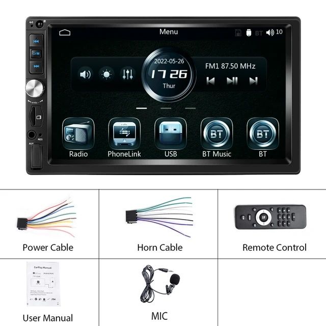 Rádio 2din 7 polegadas CARPLAY e android auto Bluetooth e Mic NOVO