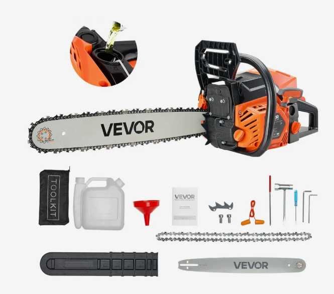 F1326 Potente motosserra Vevor 58cc lâmina  50cm depósito 50ML 2,7 hp