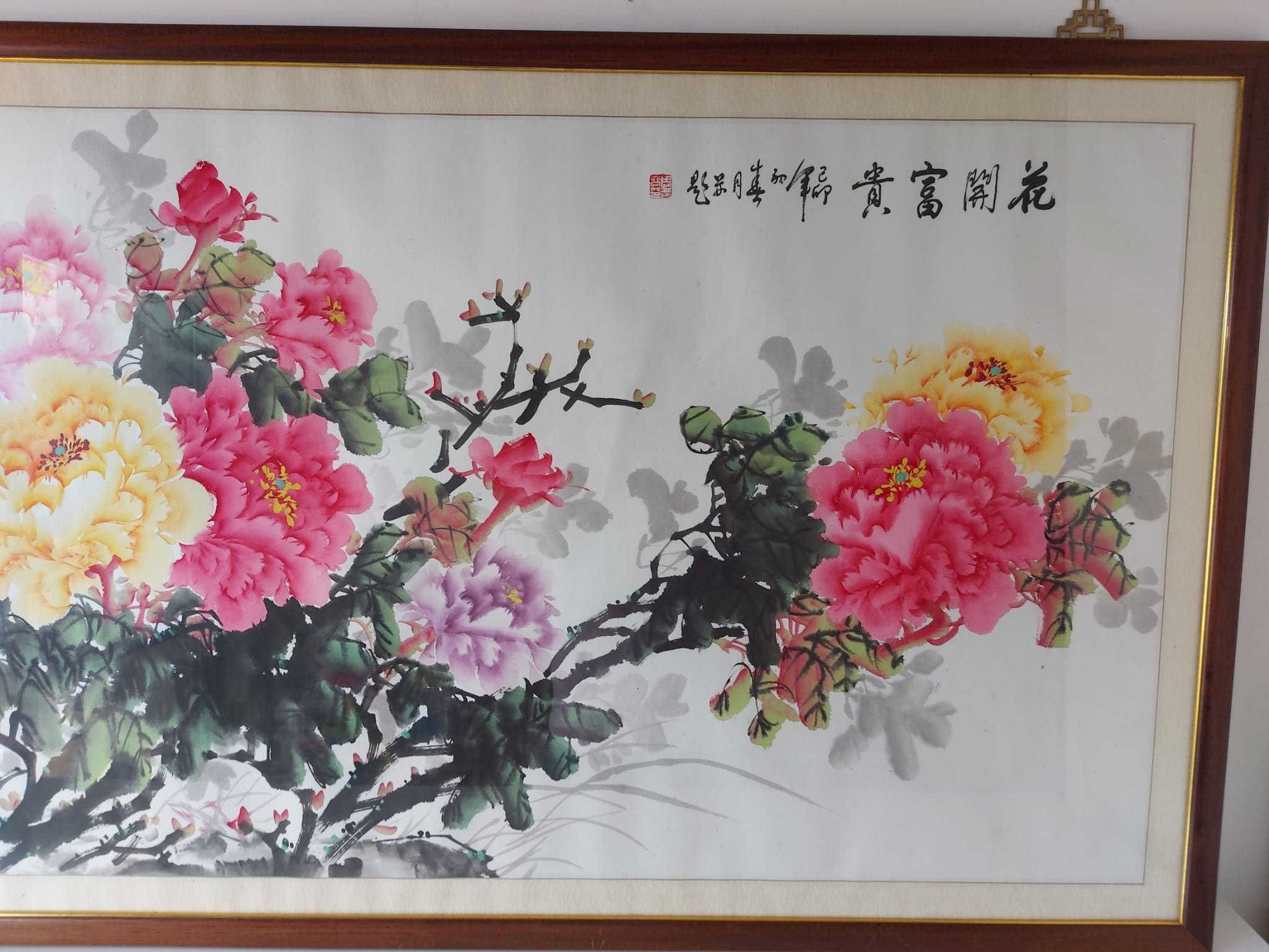 Pintura chinesa, peça autentica. na sua moldura original.