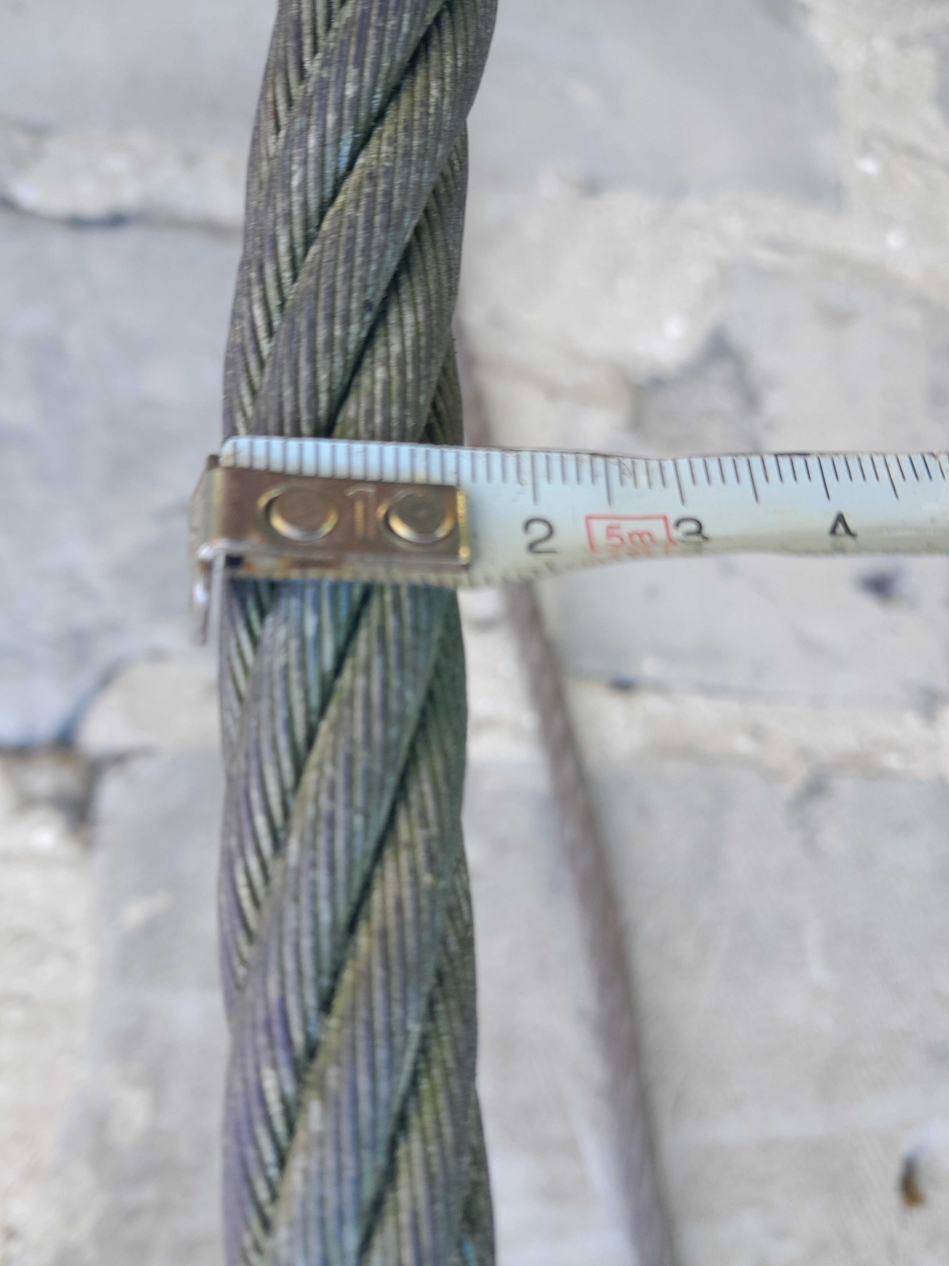 Gruba lina linka stalowa 16 mm x  9,30 m ocynkowana ocynk używana