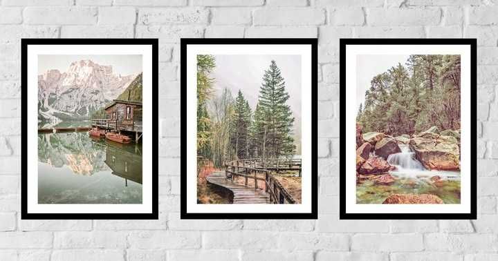 30x40 obrazy w ramie plakaty ramka WODOSPAD JEZRIORO GÓRY NATURA BOHO