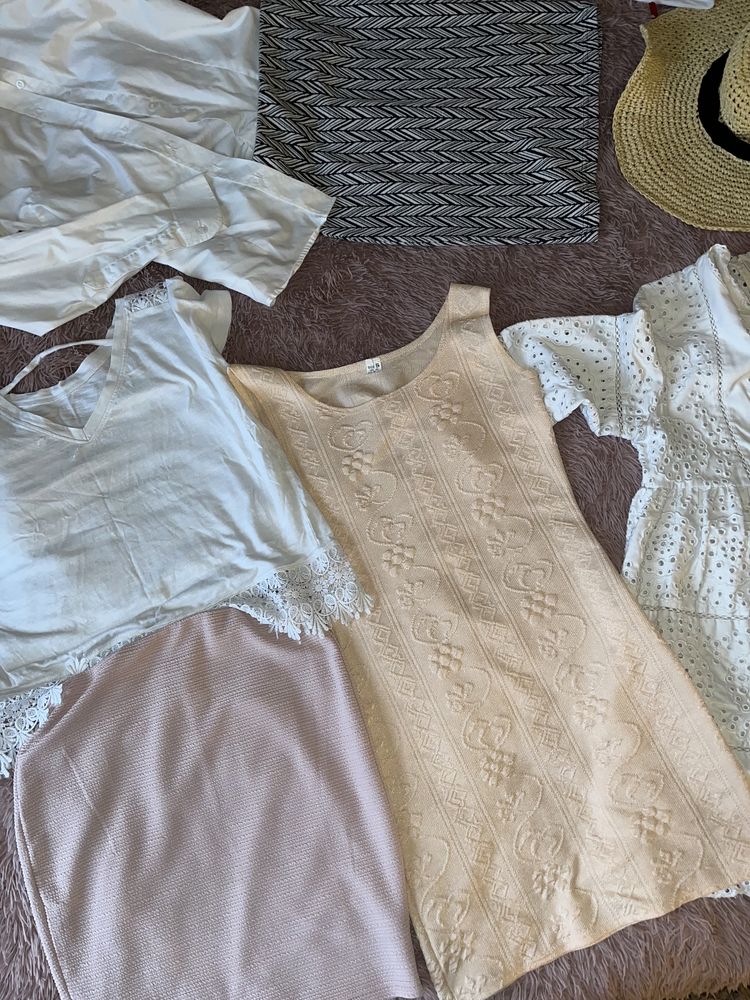 Paczka zbiorcza, 6 rzeczy styl BOHO sukienka spódniczka kapelusz bluzk