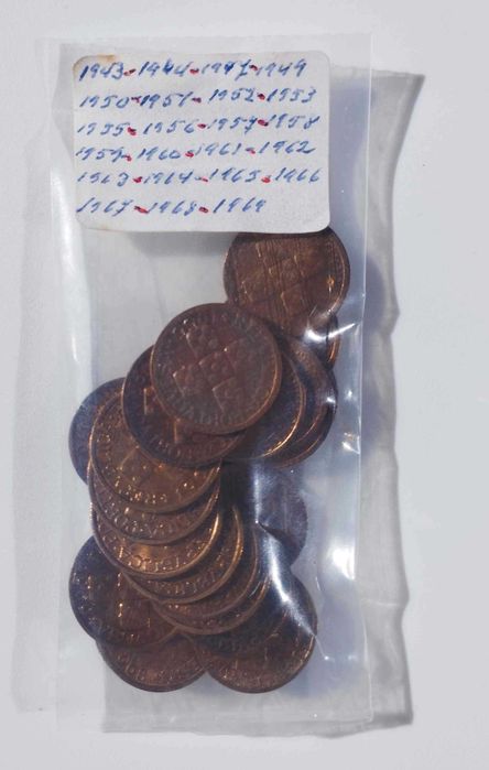 Moedas de X centavos de 1943 a 1969, bronze