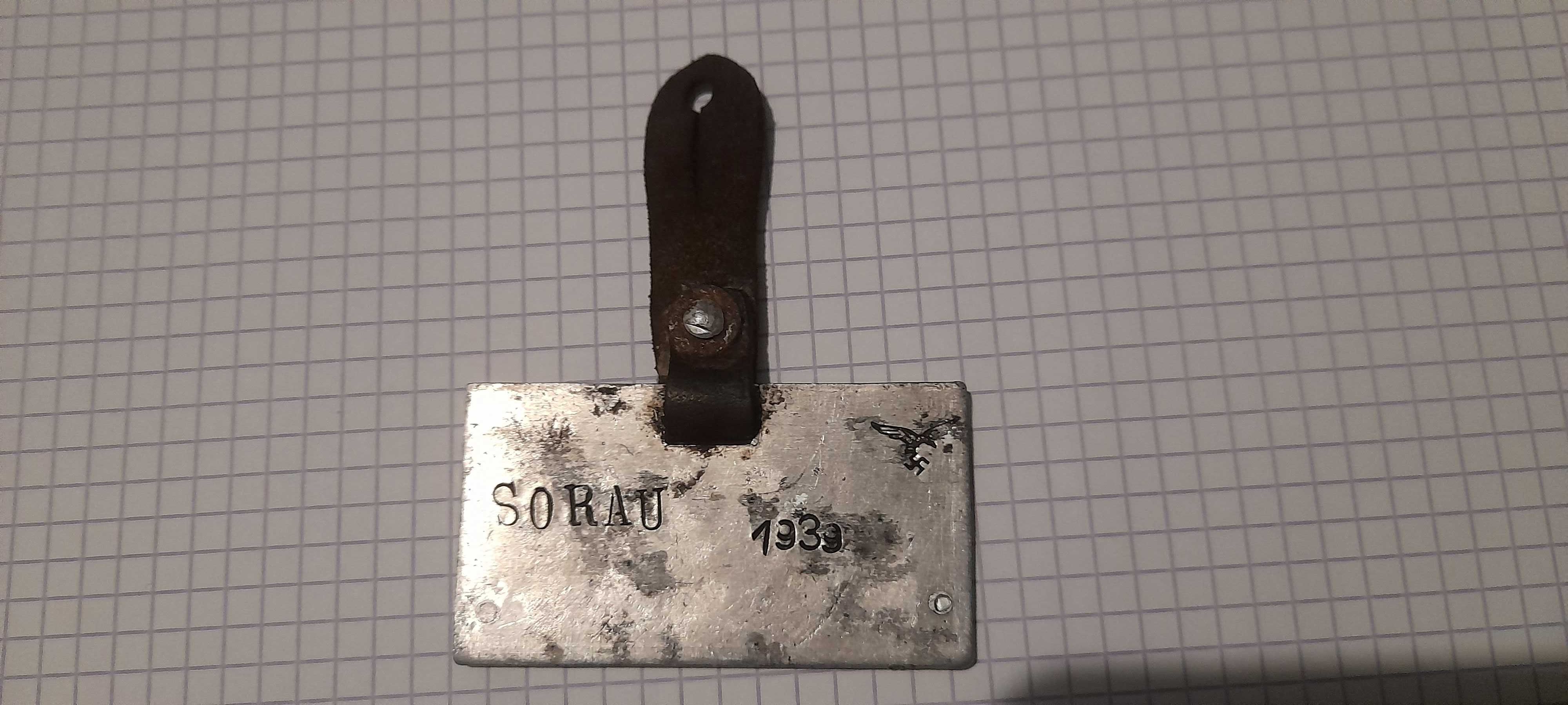identyfikator Luftwaffe wojskowy, lotnisko Sorau 1939r (Żary) rzesza
