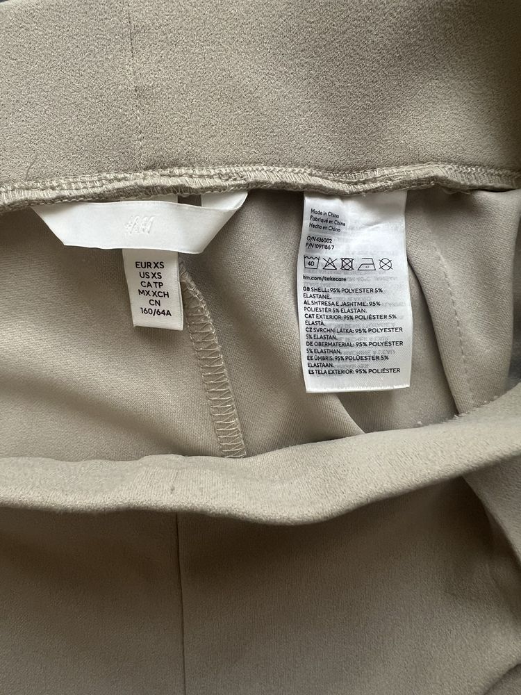 Фісташкові штани H&M, XS, висока талія, довжина 105 см