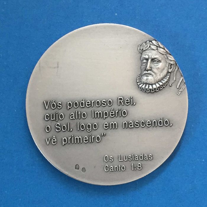medalha Luís de Camões 40mm 26g - prata - com estojo