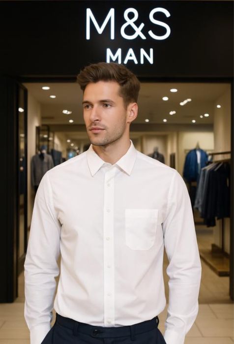 чоловіча біла сорочка розмір XXL, белая мужская рубашка M&S Man