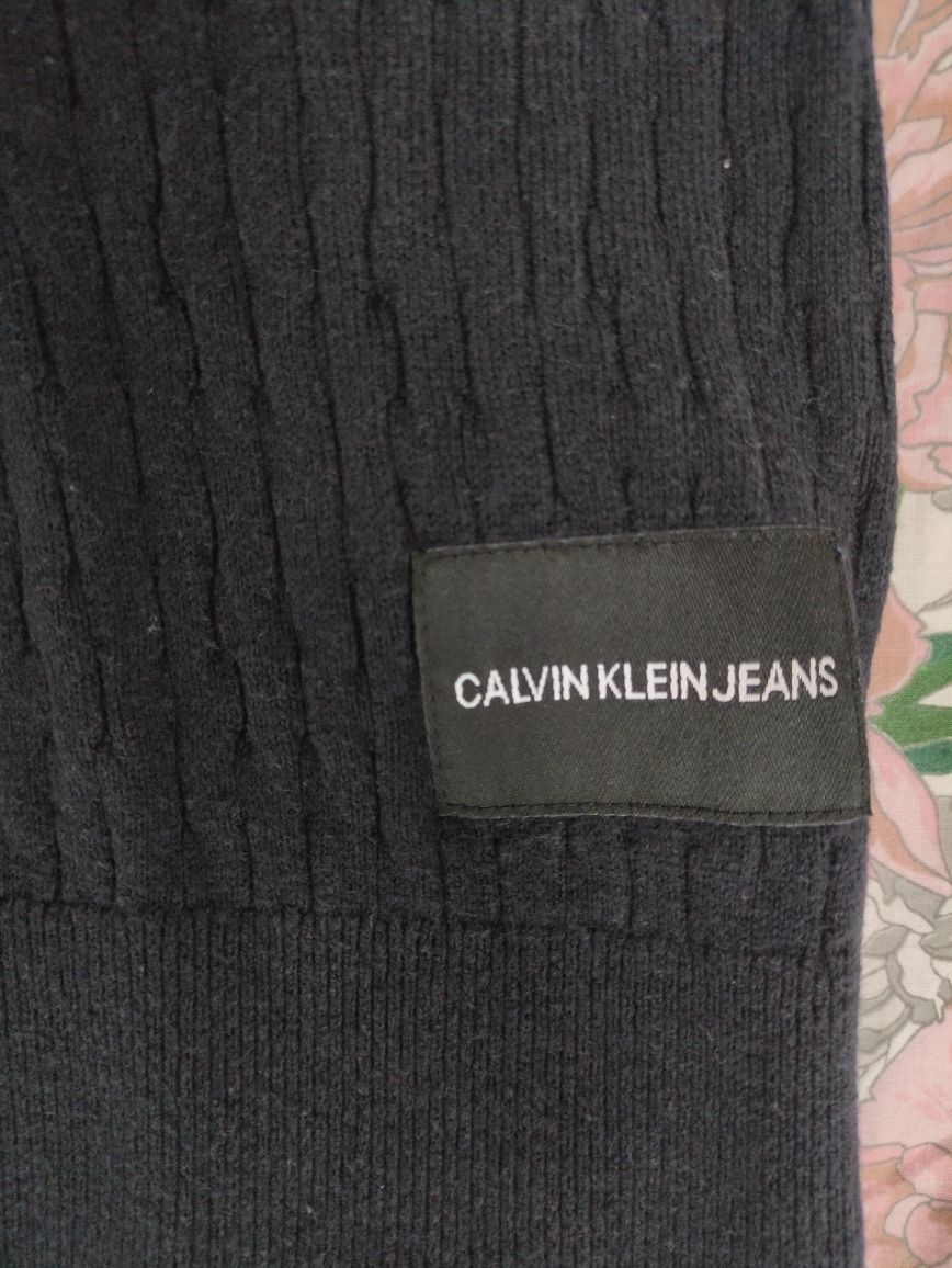 Sweter granatowy Calvin Klein r. M z dodatkiem kaszmiru