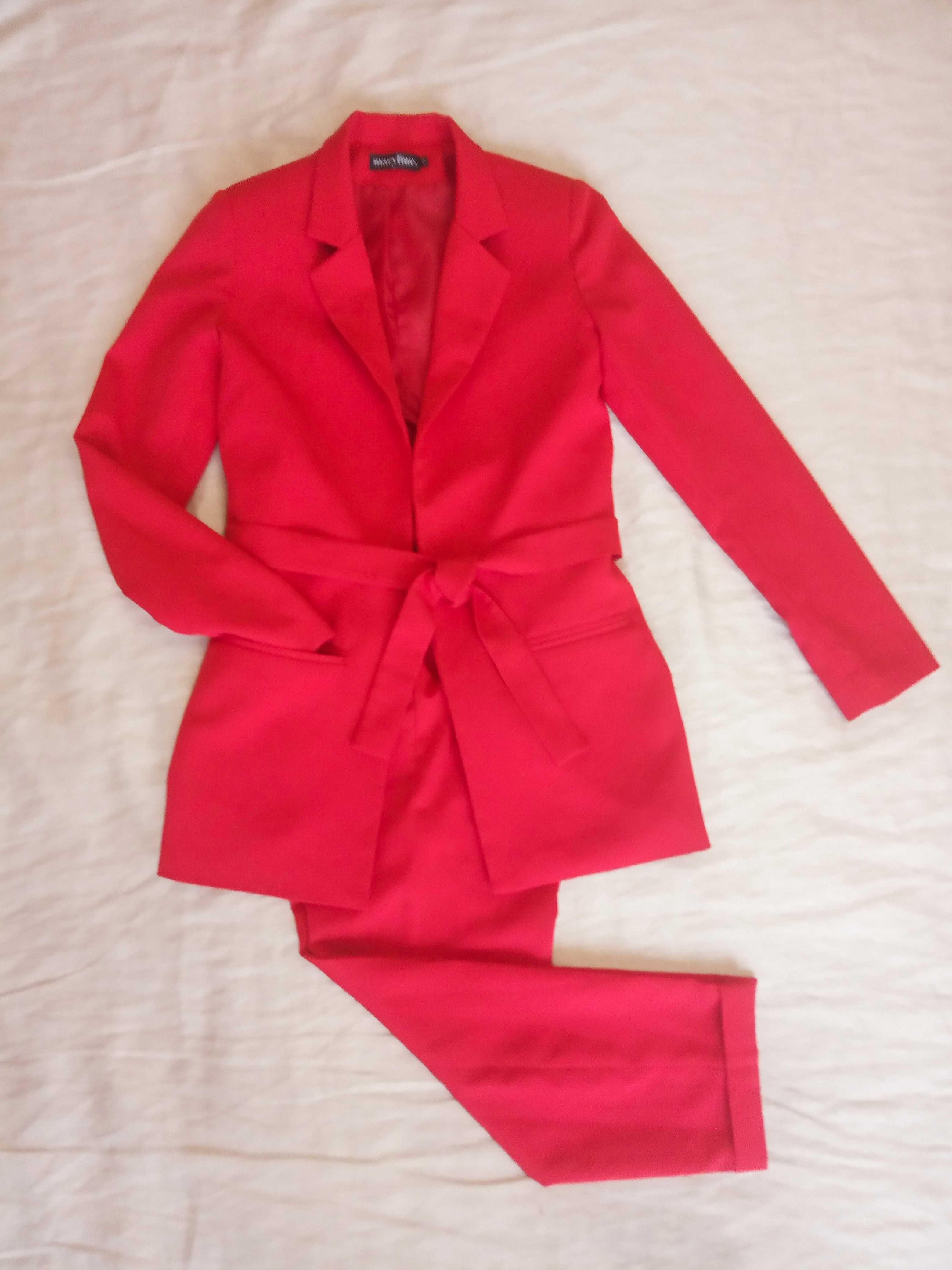 Жіночий червоний брючний костюм двійка maryline s/m український бренд