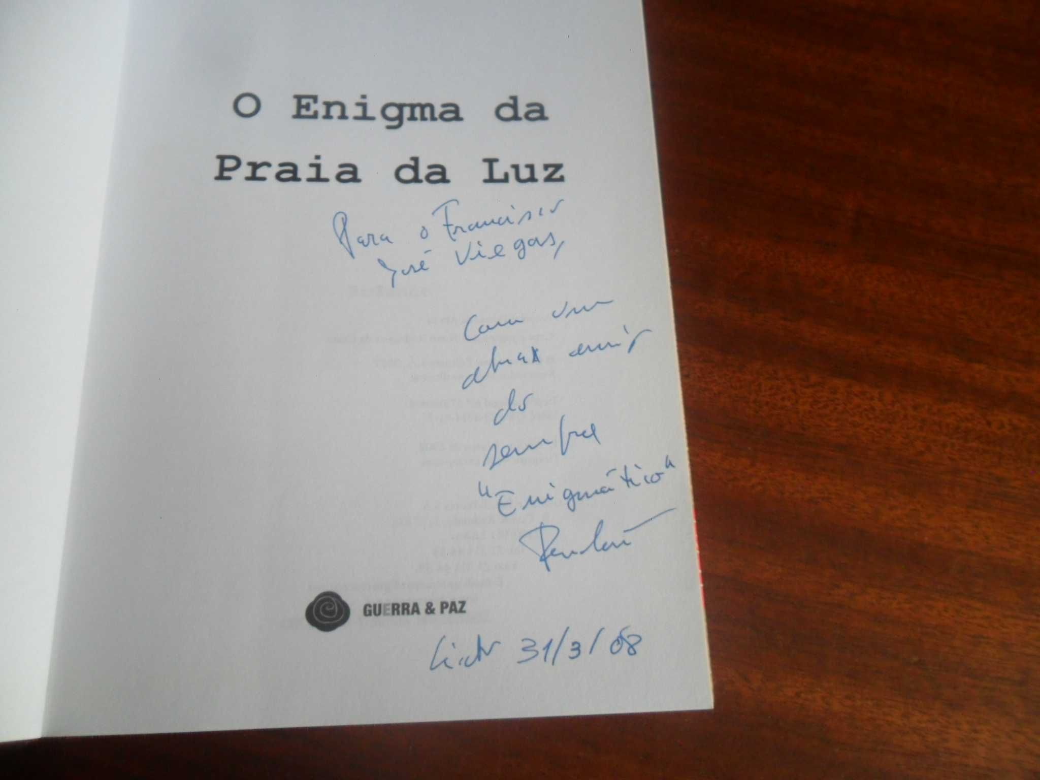 "O Enigma da Praia da Luz" de Frederico Duarte Carvalho - AUTOGRAFADO