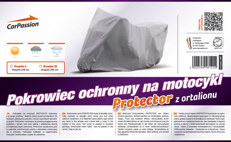 Pokrowiec ochronny na motocykl „PROTECTOR” Rozmiar M/L/XL Motor Skuter