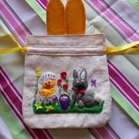 woreczek torebka rękodzieło prezent wielkanoc dzieci zajaczek