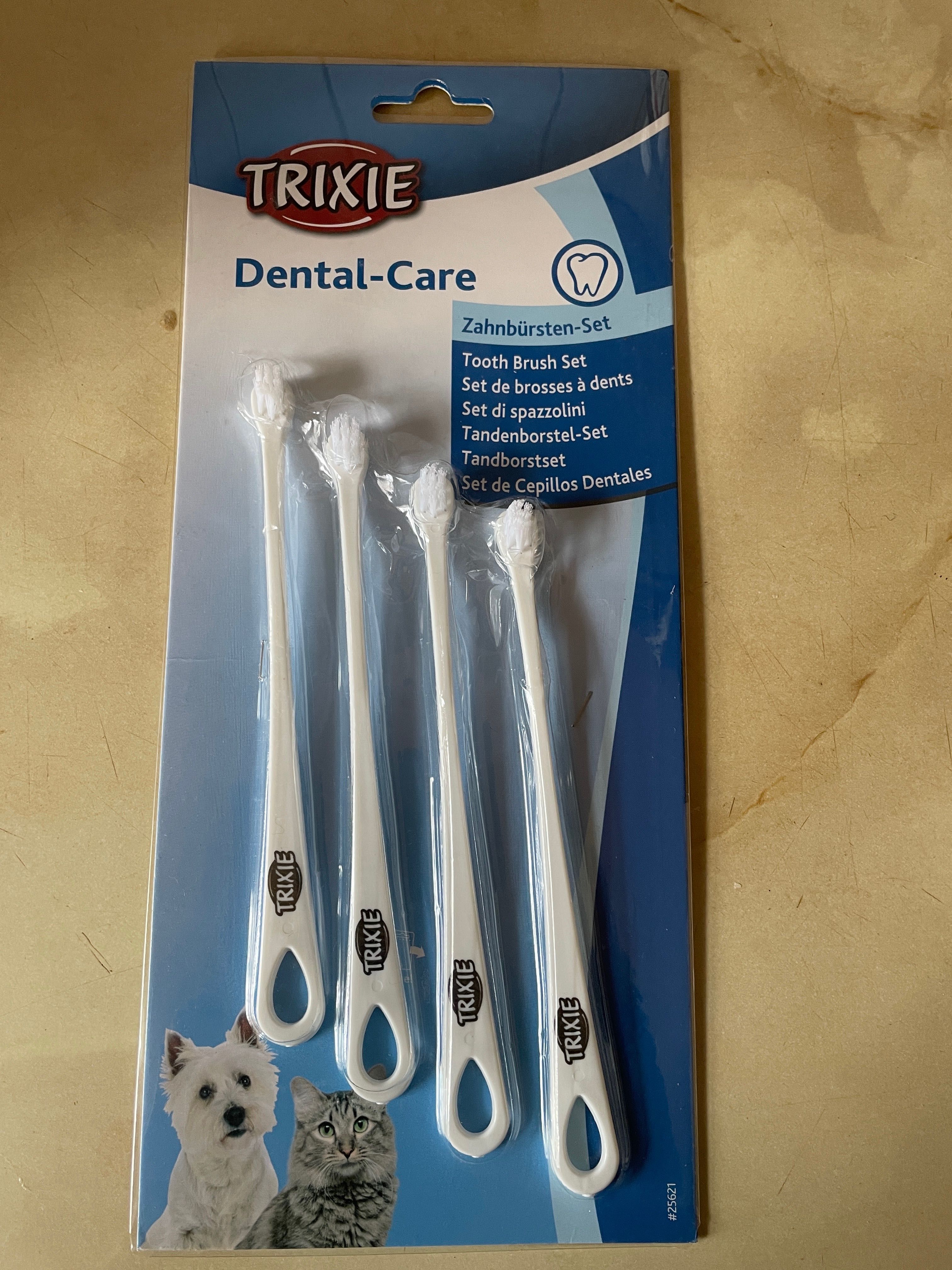 TRIXIE zestaw 4 szczoteczek dla małych psów i kotów, 15 cm, NOWE
