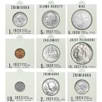 Zestaw naklejek na holdery na monety II RP 1923 - 1939