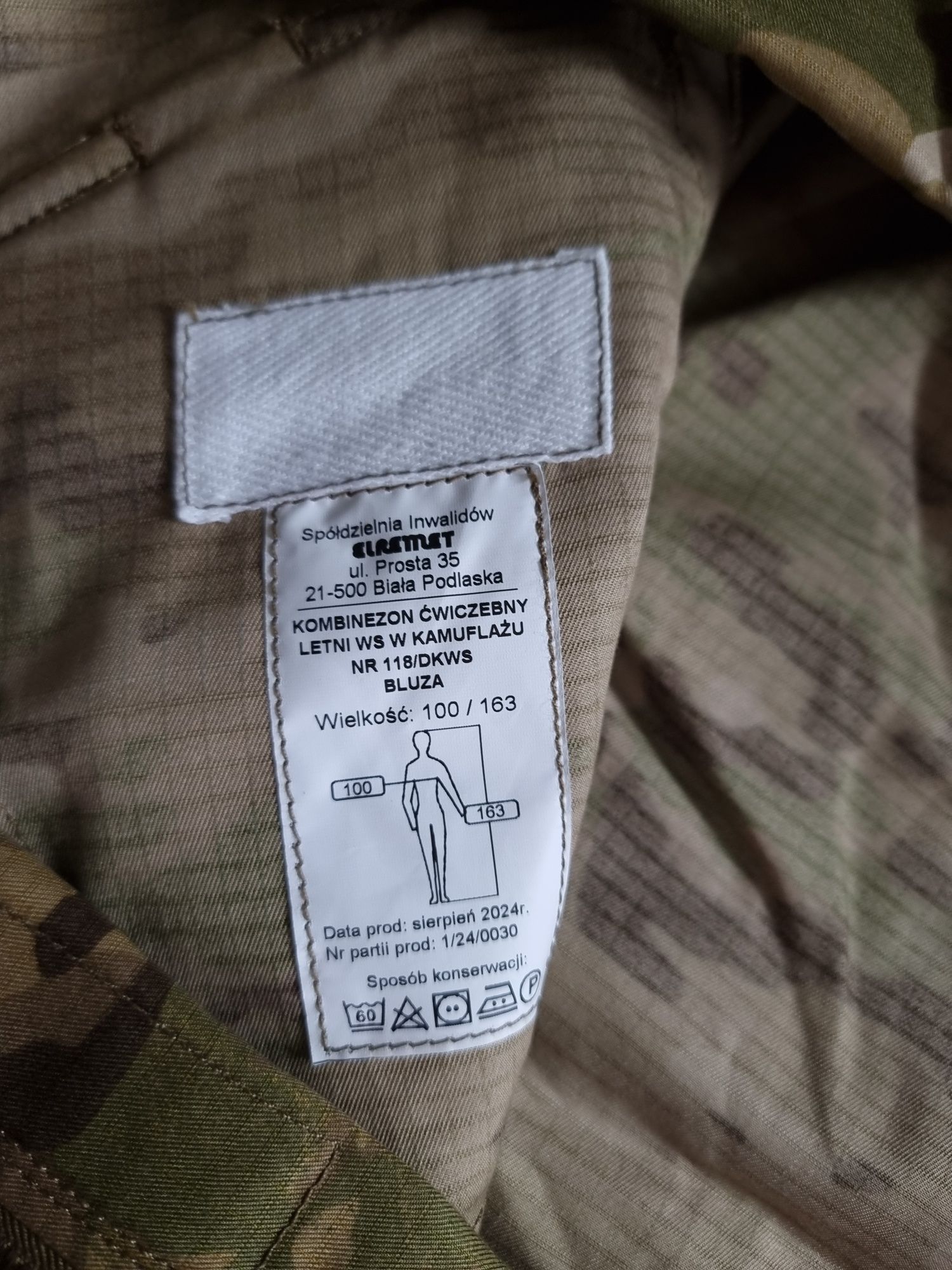 Mundur ćwiczebny letni wojsk specjalnych r. 100/163 r. S/M 118/D