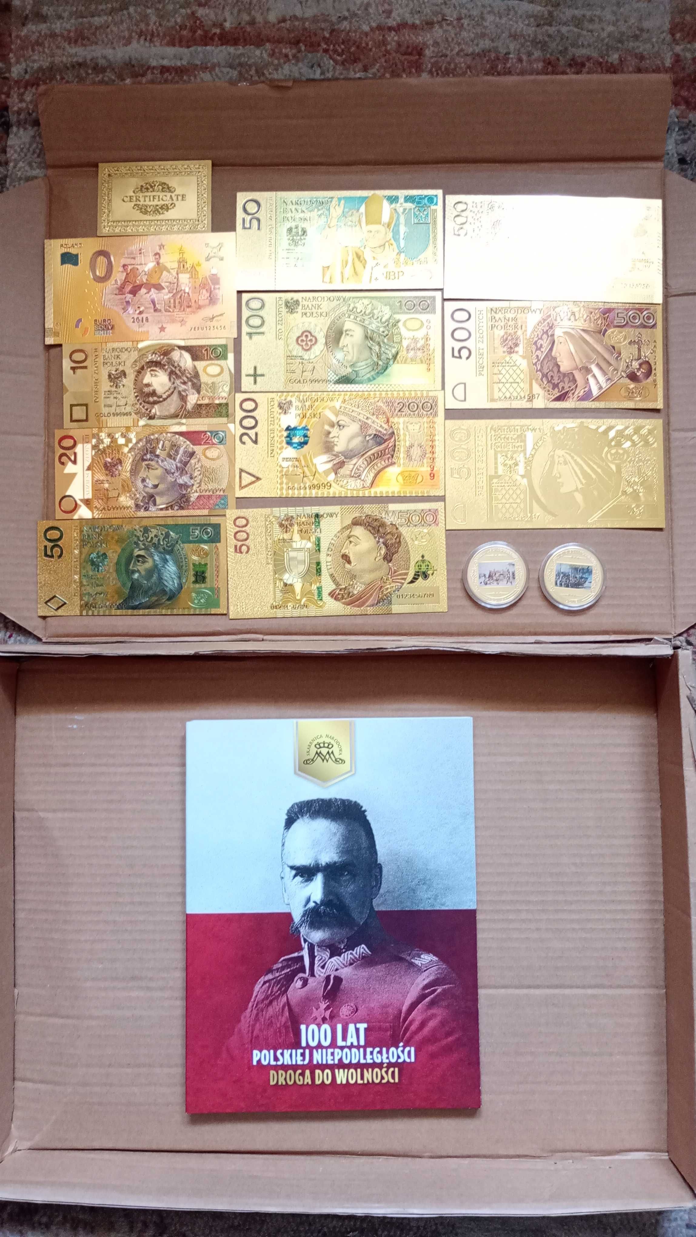 Stare monety L Złoto Medale Droga do Wolności Banknoty 3RP plus album