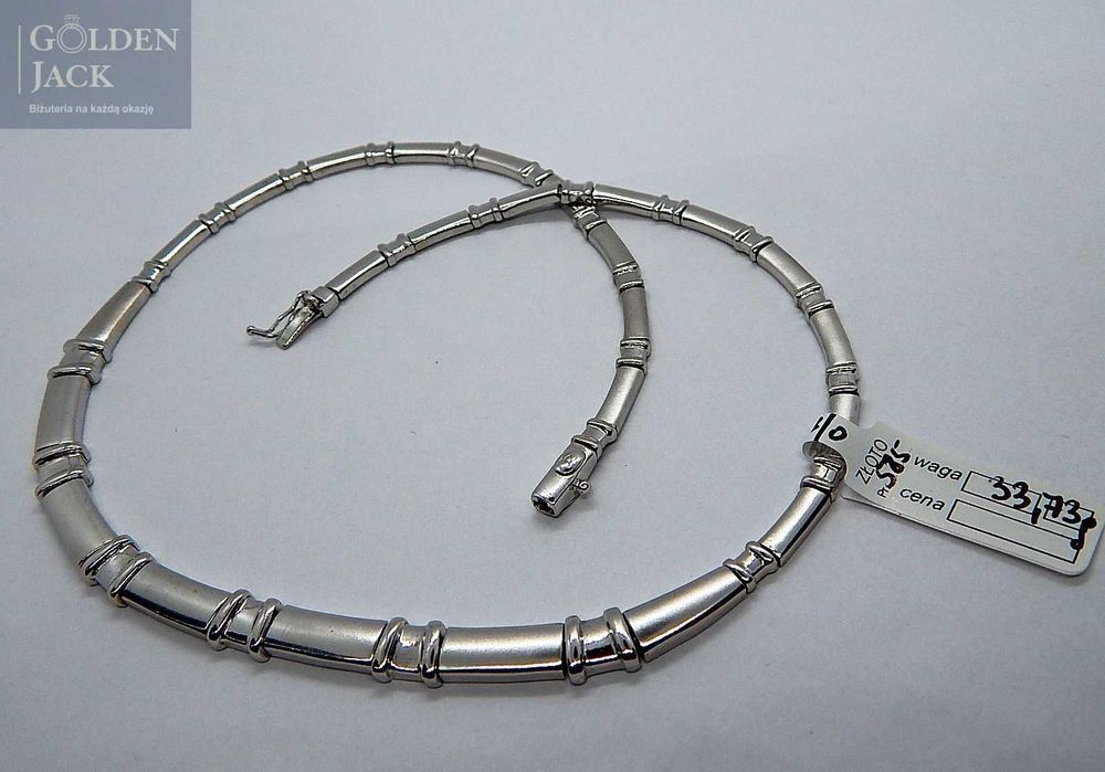 Złoty naszyjnik typ Kolia białe złoto pr. 585 długość 45cm waga 33,73g