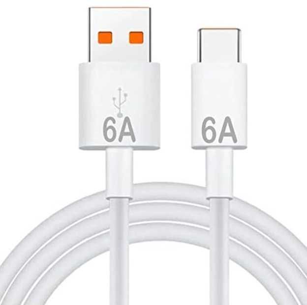 Kabel USB-C 6A 66W do Ładowania HUAWEI SuperCharge - biały | 1m!