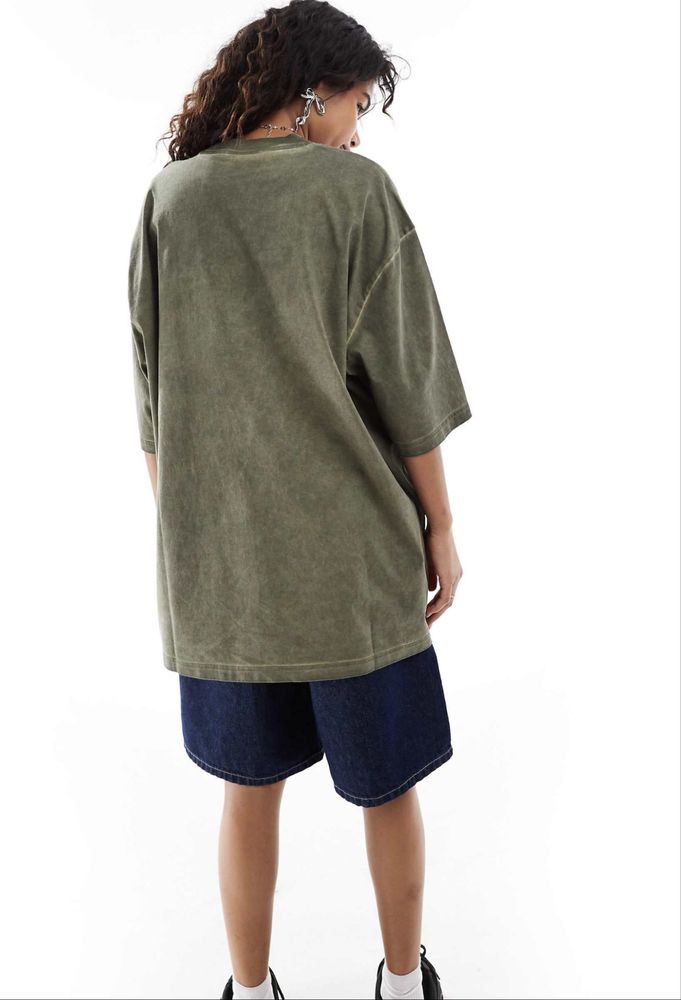 adidas Originals Adilenium oversized trefoil tee in olive
