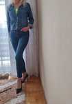 LUKSUSOWY zestaw bluza kurtka jeans+ spodnie jeans ZARA granatowe S M