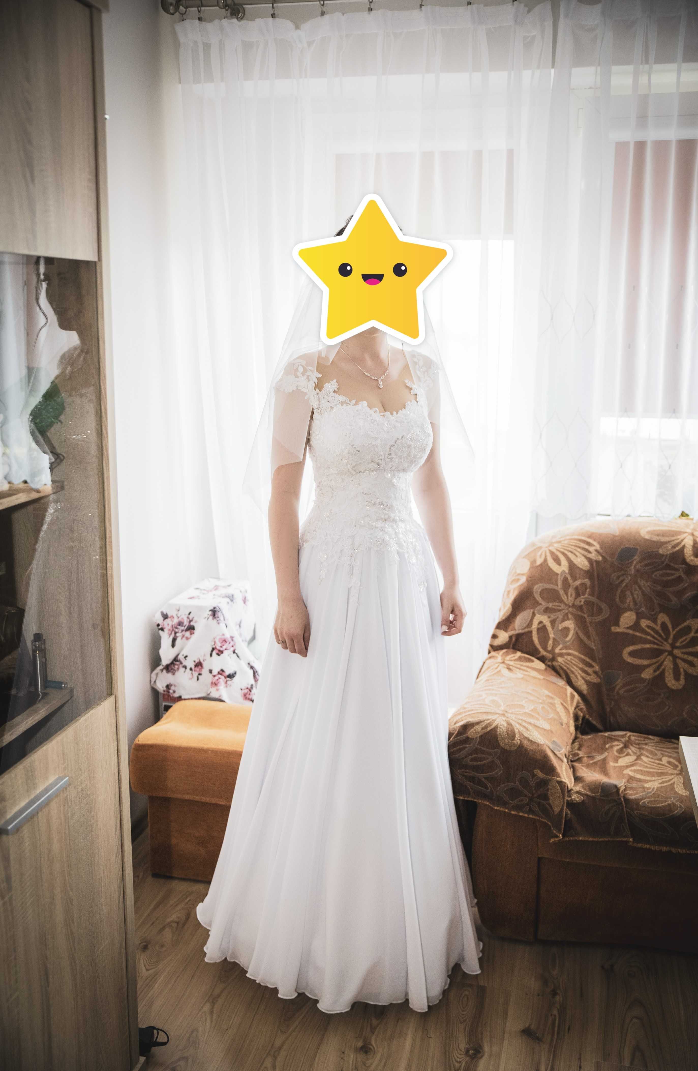 Suknia ślubna regulacja gorset, większy biust, wąska talia